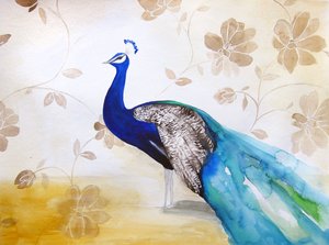 Elegante pavo real azul de Christine Lindstrom
