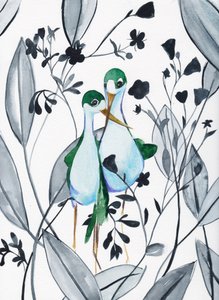 Pájaros verdes en la naturaleza de Christine Lindstrom
