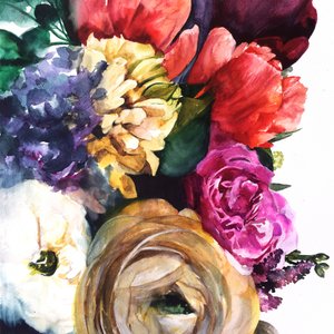 Exuberantes flores en acuarela de Christine Lindstrom