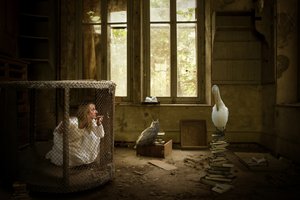 La mujer enjaulada y el pelícano