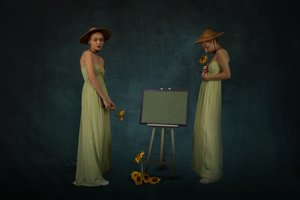 Mujeres elegantes y girasoles de Christine von Diepenbroek