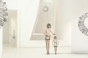 Figuras minimalistas y futuristas