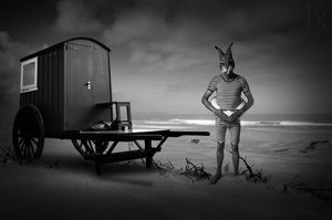 Un bañista solitario en la playa de Lone Rabbit de Christine von Diepenbroek