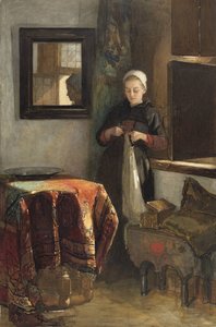 El rincón del sol": una joven en una habitación de Hindelopen de Christoffel Bisschop