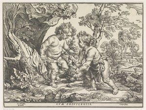 Niño Jesús y Juan el Bautista jugando con el cordero de Christoffel Jegher