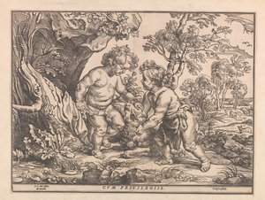 Niño Jesús y Juan el Bautista jugando con el cordero de Christoffel Jegher
