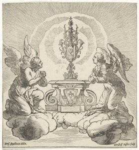 Dos ángeles adoran al anfitrión. de Christoffel Jegher