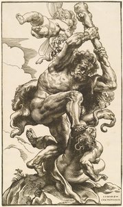 Hércules Luchando contra la Furia y la Discordia de Christoffel Jegher after Sir Peter Paul Rubens