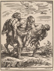 Silenus acompañado por un sátiro y un fauno de Christoffel Jegher after Sir Peter Paul Rubens