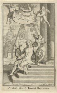 Apolo con retrato de Caspar Brandt Página de título para: K. Brandt, Poesía, 1705 de Christoffel Lubienitzki