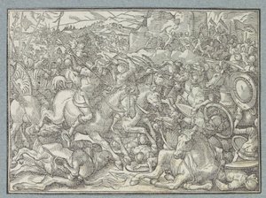 Batalla en la cara de la roca
Batalla de los israelitas contra los benjaminitas de Christoffel van Sichem (I)