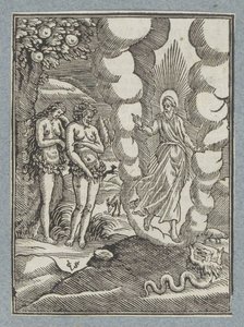 Adán y Eva avergonzados de su desnudez de Christoffel van Sichem (II)