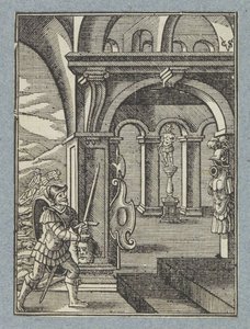 La cabeza de Saúl es llevada al templo de los filisteos de Christoffel van Sichem (II)