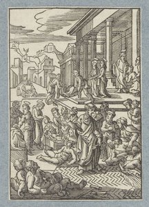 Pedro cura a los enfermos con su sombra. de Christoffel van Sichem (II)