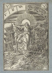 Cuarto día de la creación: creación del sol, la luna y las estrellas de Christoffel van Sichem (II)