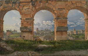 Vista a través de tres de los arcos noroeste del tercer piso del Coliseo en Roma de Christoffer Wilhelm Eckersberg