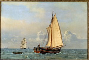 Un antiguo transatlántico danés con viento de popa en 1831 de Christoffer Wilhelm Eckersberg