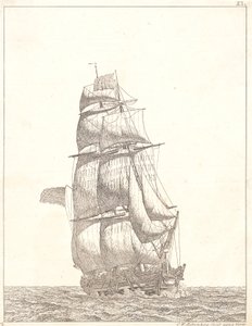Danés:  Un bergantín norteamericano de Christoffer Wilhelm Eckersberg