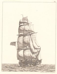 Danés:  Un bergantín norteamericano de Christoffer Wilhelm Eckersberg