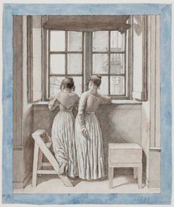 En una ventana en el estudio del artista de Christoffer Wilhelm Eckersberg