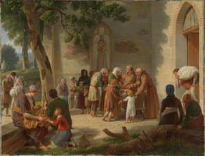 Vicelin distribuyendo pan entre los pobres de Christoffer Wilhelm Eckersberg