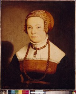 Retrato de una mujer. Pintura de Christoph Amberger (circa 1500-1562), óleo sobre madera, posterior a 1548. Arte alemán