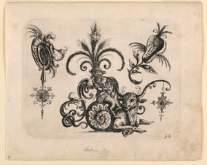 Placa 32, de Neüw Grotteßken Buch (Nuevo Libro de Grotescos) de Christoph Jamnitzer