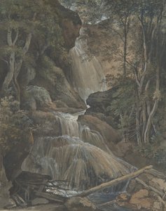 Una Cascada en un Bosque en Langhennersdorf, siglo XVIII-principios del XIX de Christoph Nathe