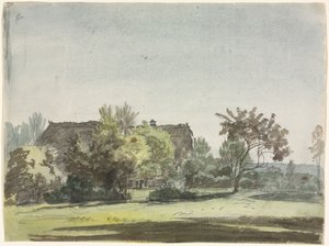 Casa de campo detrás de árboles, c. 1790 de Christoph Nathe