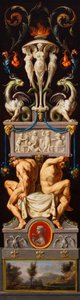 Estudio para una composición con Ignudi y grotescos y una alegoría de la escultura, c.1776 (óleo sobre lienzo)