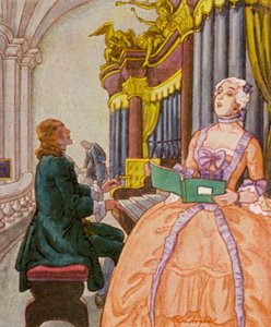 Orgelempore / Galería de órganos (litografía en color) de Christophe (1856 1945)