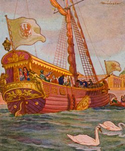 Lustyacht / Yate de recreo (litografía en color) de Christophe (1856 1945)