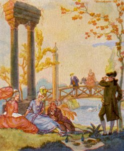 Park Mit Ruine / Park with Ruins (litografía en color) de Christophe (1856 1945)