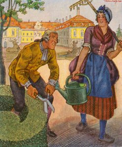 Schlossgartner / Jardinero del castillo (litografía en color) de Christophe (1856 1945)