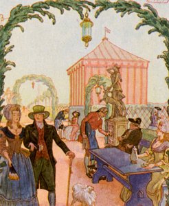 Schmausengarten Vor Nurnberg / Jardín de las fiestas frente a Núremberg (litografía en color) de Christophe (1856 1945)