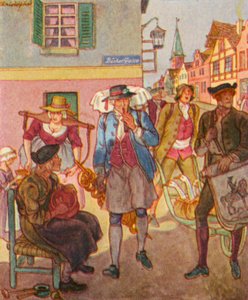 Strassenhandler / Vendedor ambulante (litografía en color) de Christophe (1856 1945)