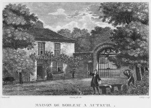 Casa de Nicolas Boileau, conocido como Boileau-Despreaux, en Auteuil, París, grabado por Ashby (siglo XIX) de Christophe Civeton