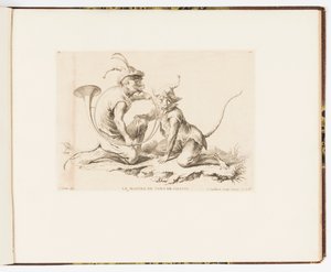 Placa 10, Le Maître de Cors de Chasse, Singeries ou différentes actions de la vie humaine représentées par des singes de Christophe Huet