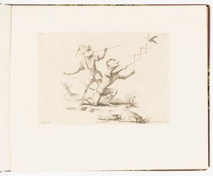 Placa 4, Le Zigzag (El Zigzag), Singeries ou différentes actions de la vie humaine représentées par des singes (Payasadas o diferentes acciones de la vida humana representadas por monos) de Christophe Huet
