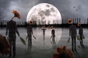 Figuras de cabezas florales a la luz de la luna de Christophe Kiciak
