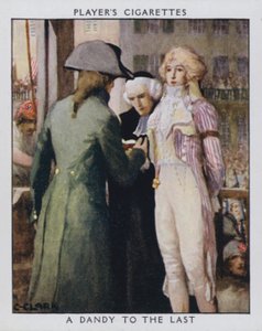 Un Dandy hasta el final, mientras Sansón, el verdugo, pregunta si puede quitarle el corbatín al aristócrata de Christopher (after) Clark