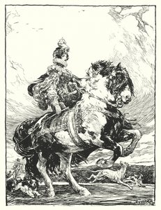 Mujer con traje Tudor cazando a caballo de Christopher (after) Clark
