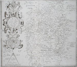 Mapa de Wiltshire, grabado por William Web, publicado en 1645 de Christopher (after) Saxton