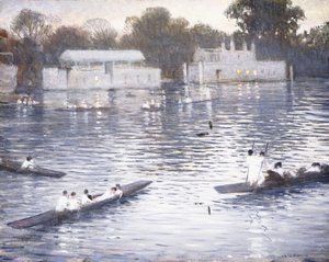 Tarde de domingo, botes en el Támesis en Henley, 1924 de Christopher Richard Wynne Nevinson