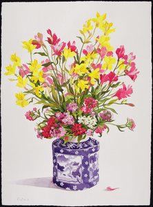 Flores en un Jarrón Chino
