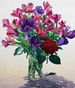 Flores con rosa roja de Christopher Ryland