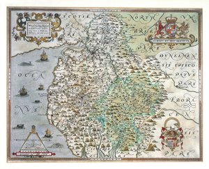 Un mapa de Westmorland y Cumberland, 1576