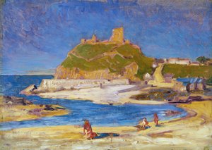 Castillo de Criccieth (óleo sobre lienzo sobre tabla) de Christopher Williams