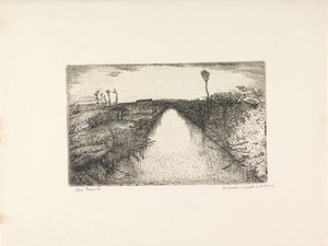 Paisaje con canal
Il canale col ponte in distanza (título en el objeto) de Cino Bozzetti