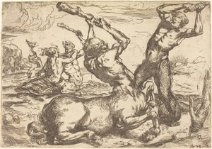 Batalla entre un centauro y un tritón de Circle of Jusepe de Ribera
